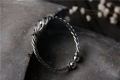 Pulsera de Plata Esterlina Retro Artesanal para Mujer - Image 8