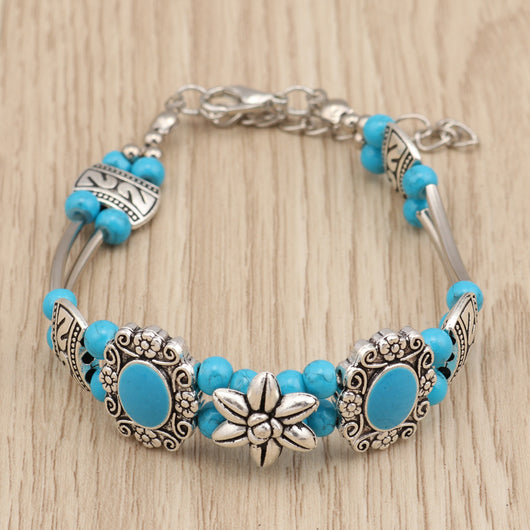 Pulsera de Plata Tibetana Tallada con Cuentas - Image 8