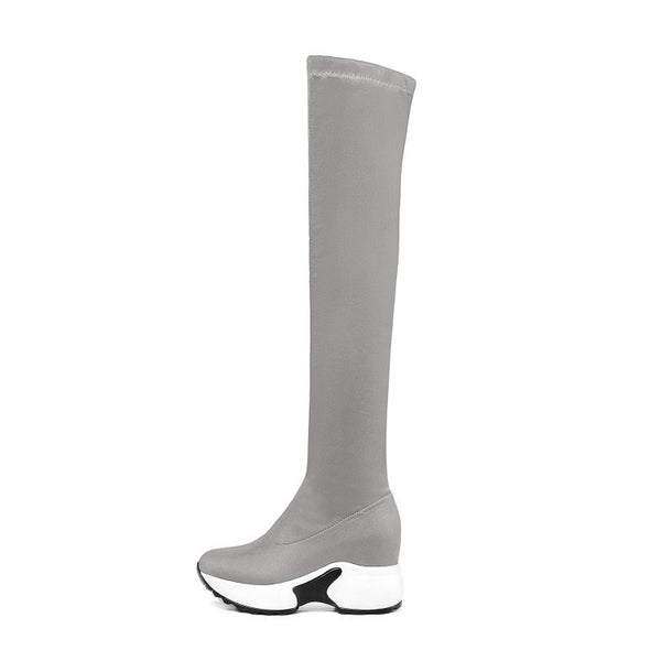 Botas Elásticas de Caña Fina con Suela Gruesa para Mujer