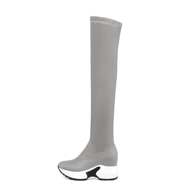 Botas Elásticas de Caña Fina con Suela Gruesa para Mujer