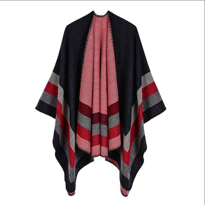 Poncho Cachemir de Marco Amplio con Abertura Frontal - Image 12