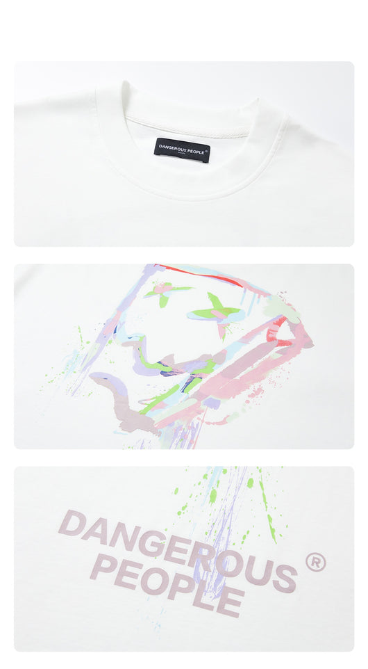 Camiseta Suelta de Manga Corta con Diseño Splash de Tinta - Image 19
