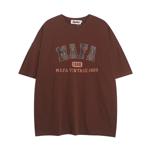 Camiseta Casual con Parche de Letras Bordadas para Hombre - Image 5
