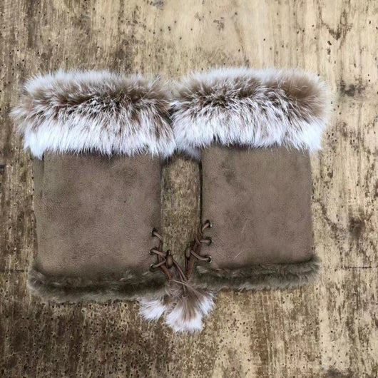Guantes Mitones de Pelo de Conejo y Gamuza - Image 9