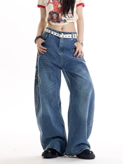 Jeans Retro Americano con Bordado Machete Hot Girl - Image 10