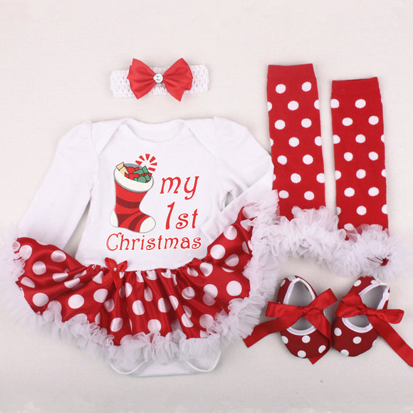 Zapatos Navideños para Bebé Recién Nacido con Vestido de Manga Larga