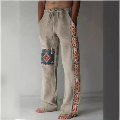 Pantalones Casuales Sueltos de Lino Estampado para Hombre - Image 5