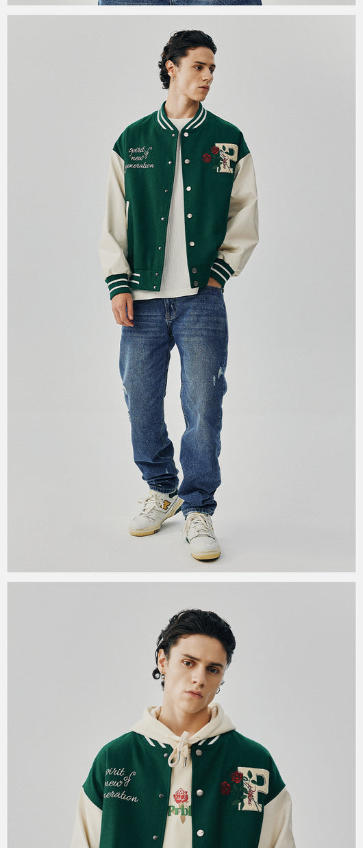 Chaqueta Deportiva Bordada con Rosas - Estilo Urbano Oversized - Image 11