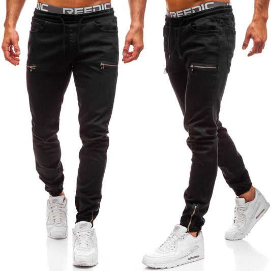 Jeans Casuales para Hombre con Diseño Escarche y Cierre Deportivo - Image 2