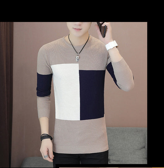Suéter Tejido Cuello Redondo Estilo Coreano para Hombre - Image 3