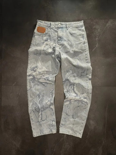 Jeans Casual Desgastados con Efecto Graffiti - Estilo Urbano Versátil - Image 6