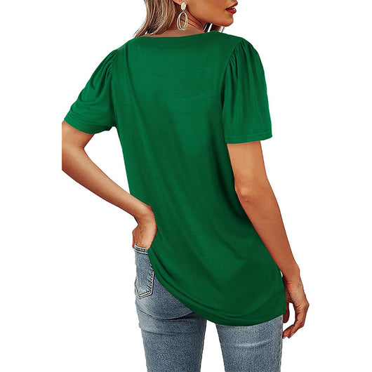 Camiseta de Cuello Cuadrado con Rayas Fruncidas para Mujer - Image 34