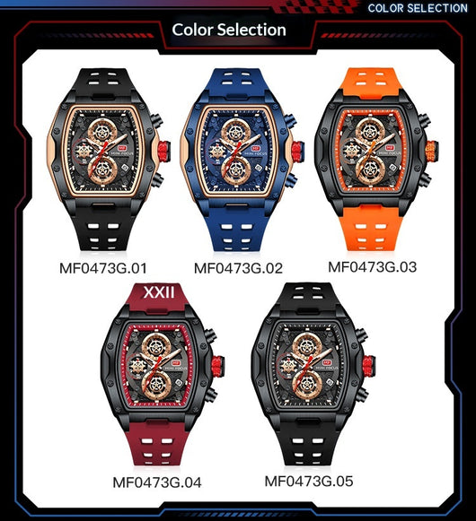 Reloj Cronógrafo Deportivo Estilo Pista para Hombre con Cristal Curvo y Diseño Esqueletizado - Image 11
