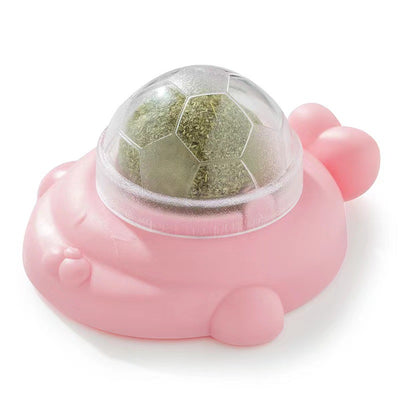 Light green turtle-shaped catnip toy with a clear, football-patterned dome filled with catnip. - Image 8