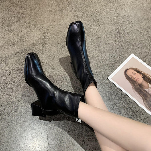 Botas Martin de Invierno con Forro Cálido - Estilo Coreano Cuadrado - Image 4