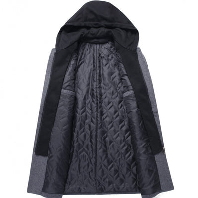 Abrigo de Lana Casual para Hombre con Gorro Desmontable - Image 4