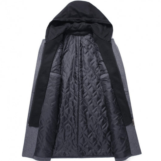 Abrigo de Lana Casual para Hombre con Gorro Desmontable - Image 4