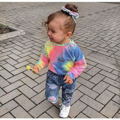 Conjunto Sudadera Tie Dye Arcoíris + Jeans Rotos - Image 3