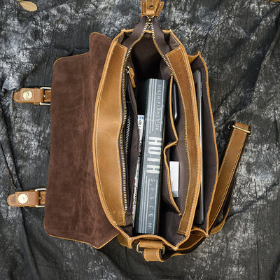 Maletín Vintage de Cuero para Hombre - Bolso Mensajero A4 con Solapa - Image 4