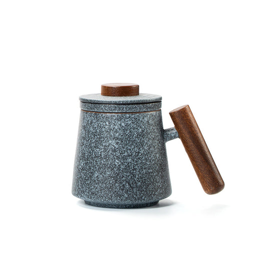 Taza de Piedra Azul Su Ting con Mango de Madera