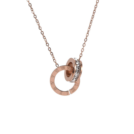 Collar de Acero de Titanio para Mujer con Anillos y Números Romanos - Image 4
