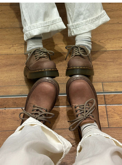 Zapatos de Cuero para Mujer con Suela Gruesa y Punta Redonda - Image 13
