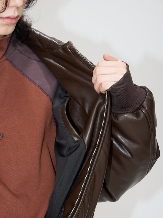 Chaqueta de Cuero y Algodón con Hombros Caídos para Mujer - Image 2