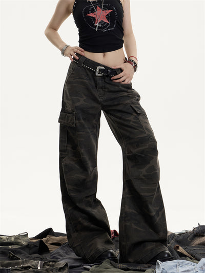 Pantalones Cargo Retro Camuflaje para Mujer - Corte Recto Oversized - Image 10