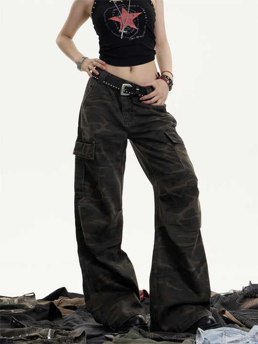 Pantalones Cargo Retro Camuflaje para Mujer - Corte Recto Oversized - Image 10