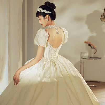 Vestido de Novia Vintage Francés de Satén Brillante - Image 5