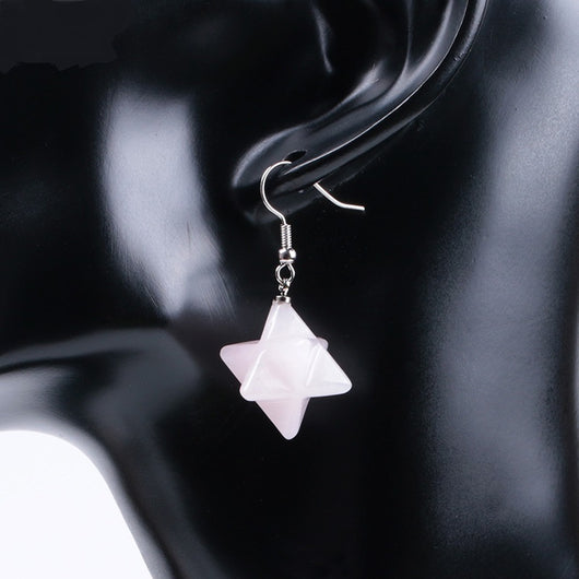 Aretes Estrella Merkaba de Cristal Natural Tallado - Image 4