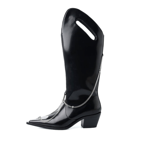 Botas Anchas para Mujer con Cadena Metálica