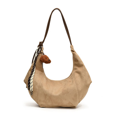 Bolso Bandolera Retro de Gamuza y Forro Polar - Minimalista de Gran Capacidad - Image 3