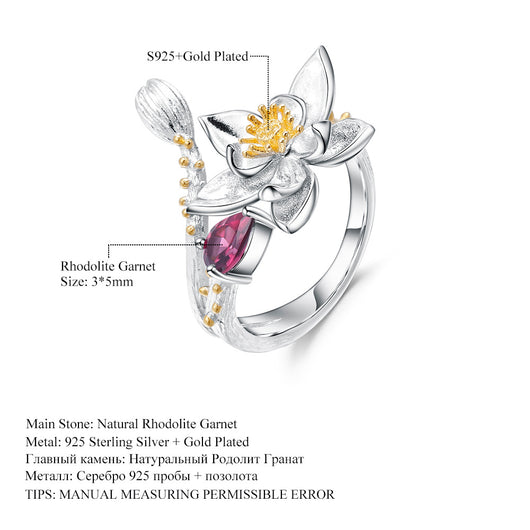 Anillo con Flor Silvestre Incrustada en Gema Natural - Image 13
