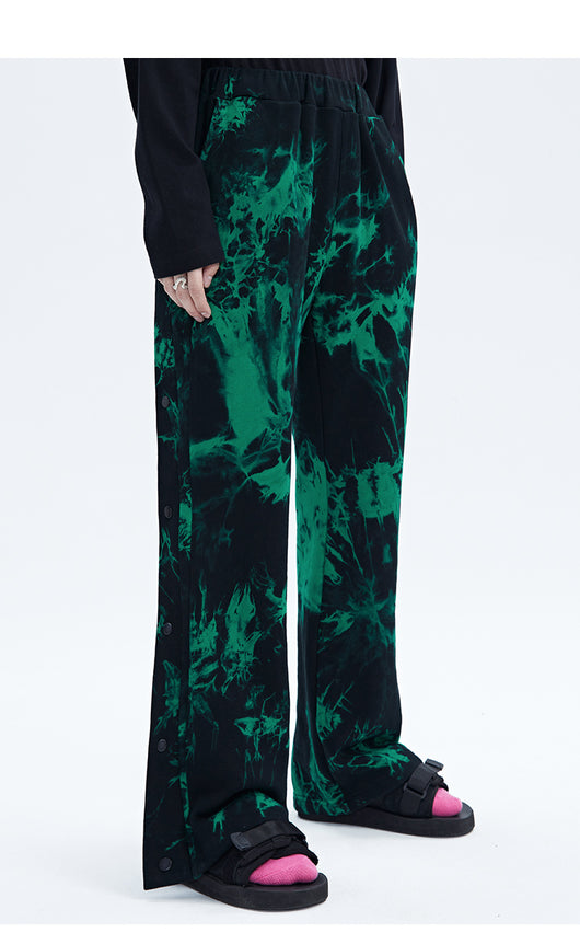 Pantalones Hombre Tie Dye Negro y Verde con Cierre de Cremallera - Image 6