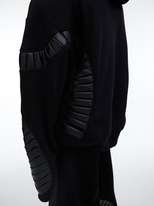 Sudadera Hoodie Patchwork de Cuero para Hombre - Image 4