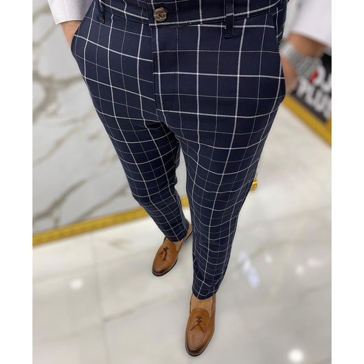 Pantalones de Vestir Casual a Cuadros para Hombre - Image 13