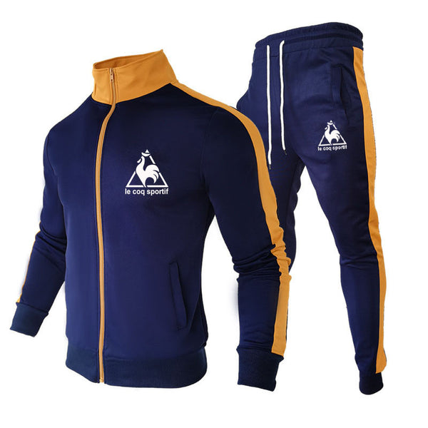 Conjunto Deportivo Casual para Hombre con Chaqueta Color Block y Cuello Alto