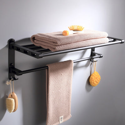 Toallero de Pared en Aluminio Negro Mate - Diseño Moderno y Resistente