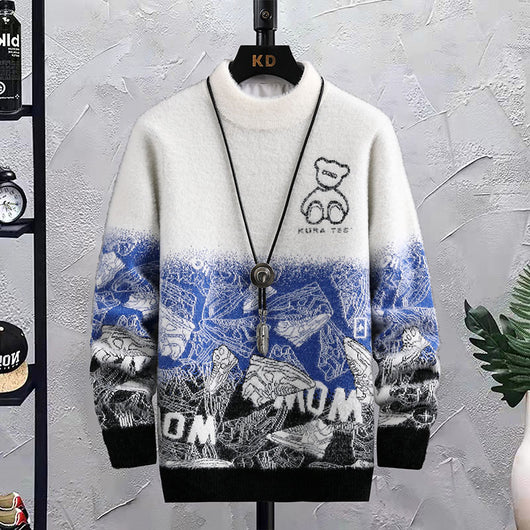 Suéter Hip Hop Patchwork Cuello Redondo para Hombre - Image 3