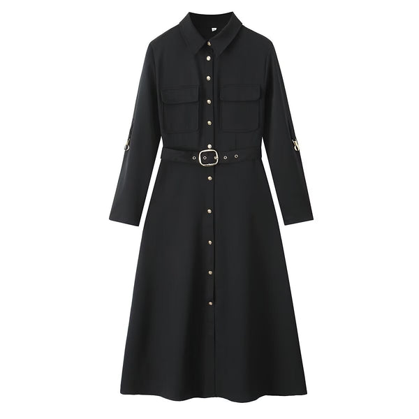Vestido Midi Camisero con Bolsillos y Solapa - Corte A - Image 6