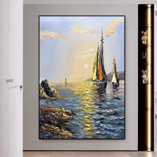 Cuadro Óleo Marino Pintado a Mano - Arte Moderno para Sala de Estar - Image 4