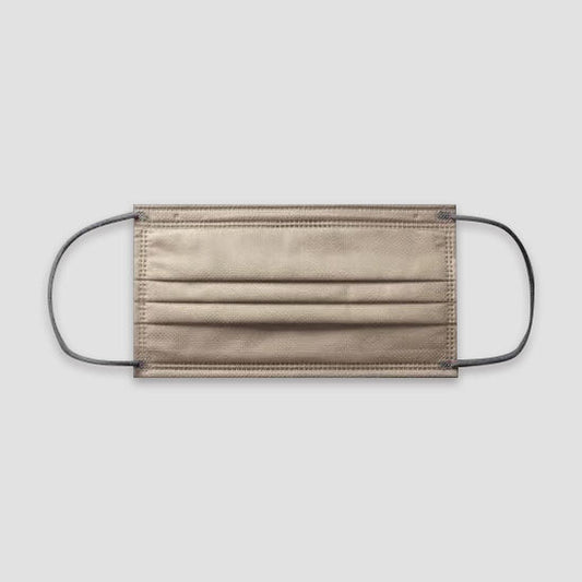 Rose red disposable face mask with pleats and gray ear loops, shown flat against a light gray background. - Image 2