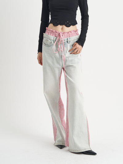 Jeans Rosa con Diseño Patchwork Cuadros para Mujer - Image 12