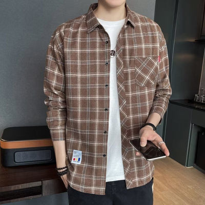 Camisa Casual Cuadros Estilo Hong Kong para Jóvenes - Image 13