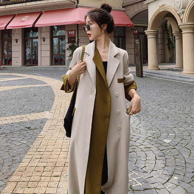 Chaqueta Cortavientos Suelta Dos Capas Temperamento Elegante para Mujer