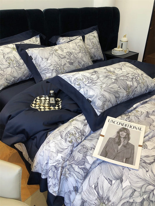 Juego de Cama de Algodón Premium Estilo Campestre con Flores Digitales - Image 47
