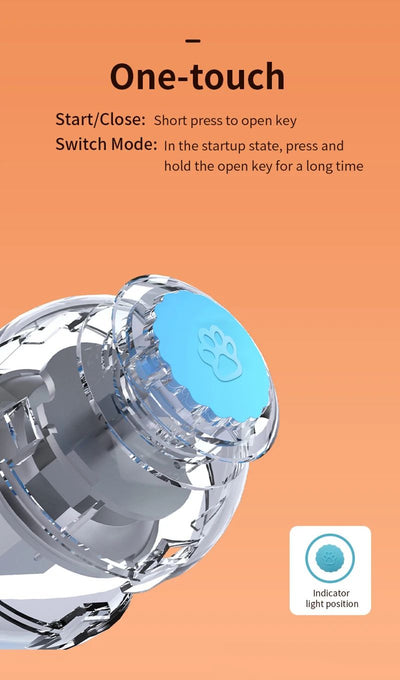 Blue smart ball cat toy with a glowing paw print and star patterns for interactive pet play. - Image 13
