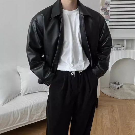 Chaqueta de Cuero para Motociclista Estilo Baseball