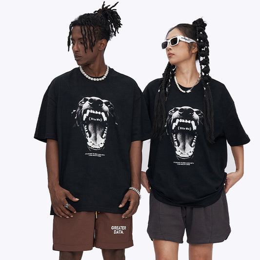 Camiseta Estampada Cabeza de Perro Americano para Hombre